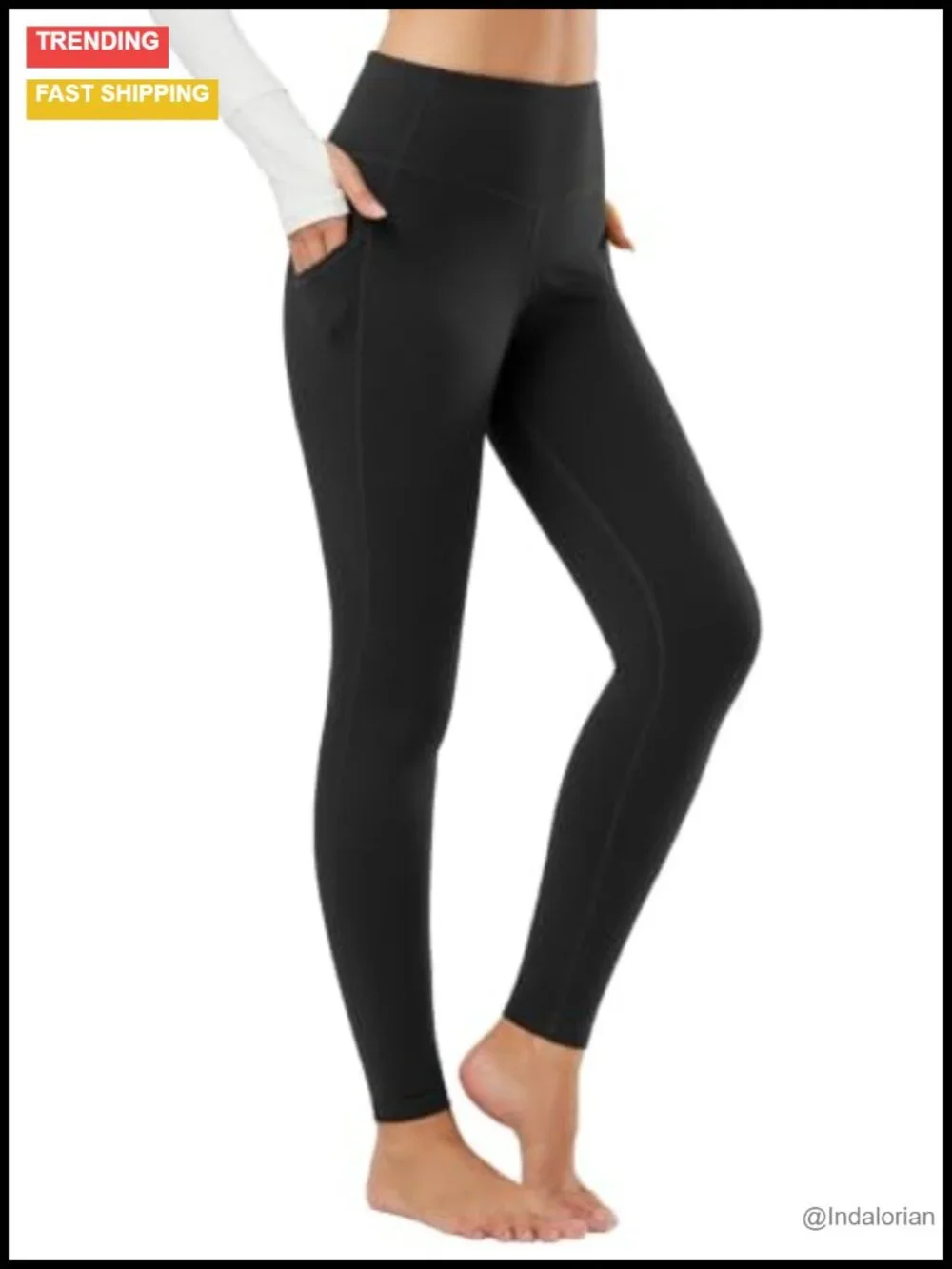 Fleece Lined High Waisted Leggings with Pockets Thermal Winter Yoga Pants